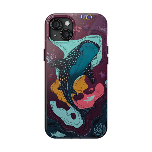 Whale Shark Coral Reef Phone Case | Ocean Sea | Fish iPhone Samsung Case Cover | Abstract and Organic Ocean Animal Phone Case | Colorful Art