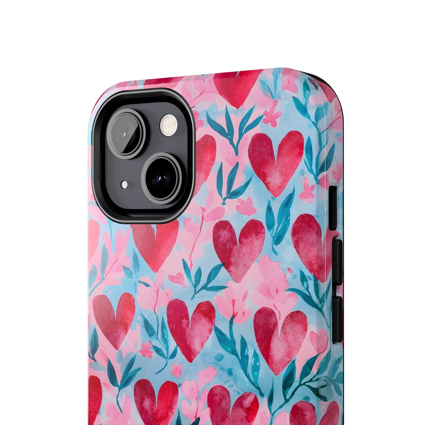 Watercolor Red Hearts Phone Case, Colorfull Hearts Pattern, Cute Heart Girl Gift,  Sweet girl phone case, Elegant Chic iPhone, Samsung cases